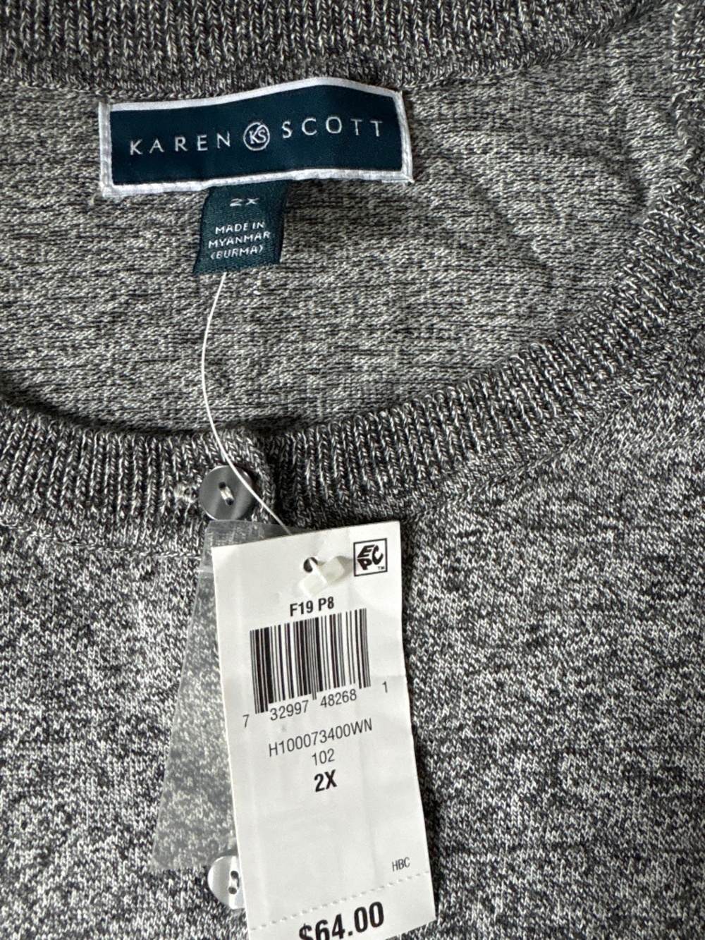 Karen Scott Grey cardigan